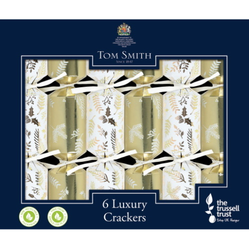 6 st. Christmas Crackers mini goud/wit 8 inch XALTS2301