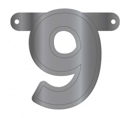 Letterslinger cijfer 9 zilver