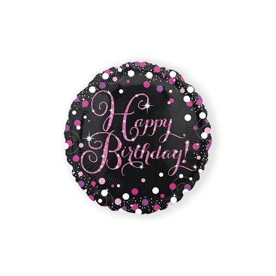 Folieballon sparkling happy birthday roze 43cm