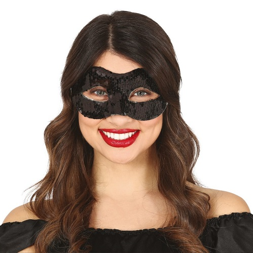 Oogmasker zwart pailletten