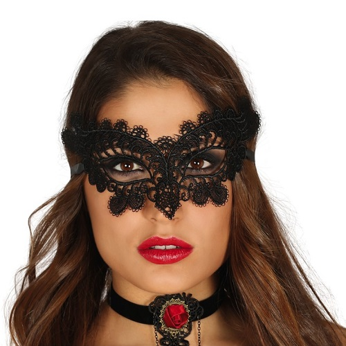 Oogmasker zwart kant butterfly