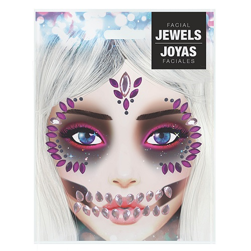 Face and body jewels Lilac Skull