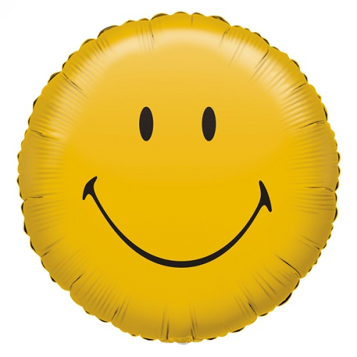 Folieballon Smiley geel 43cm