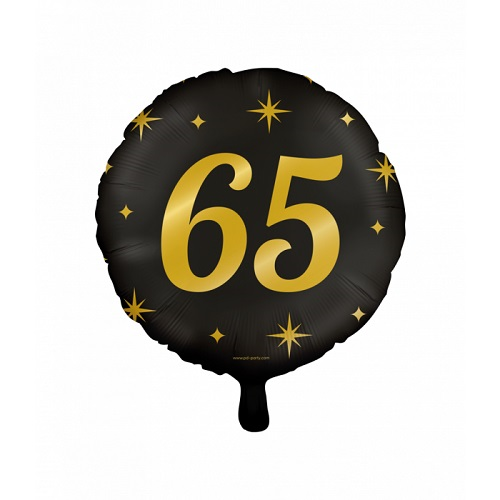 Folieballon 65 jaar goud zwart