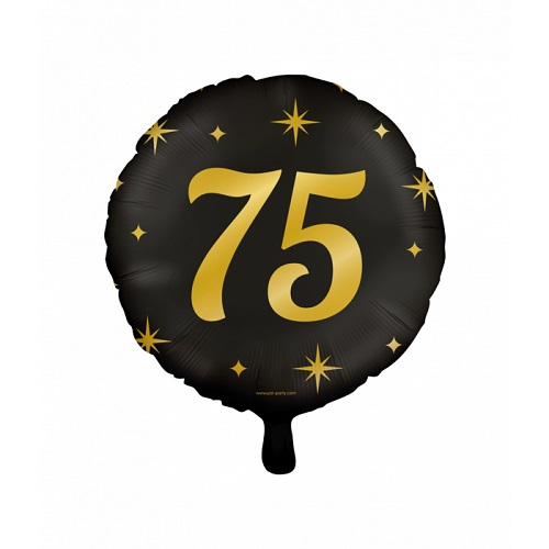 Folieballon 75 jaar goud zwart