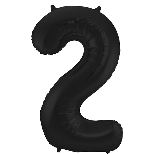 Folieballon cijfer 2 zwart 86cm