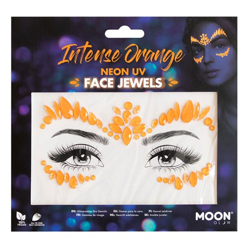 Face and body jewels Intense orange neon UV
