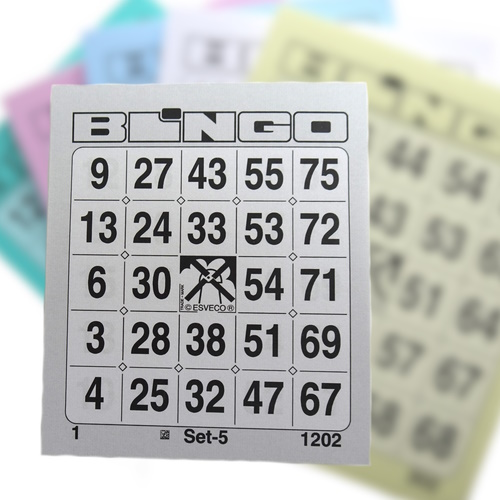 Bingo kaarten 1-75 100 stuks lichtgrijs