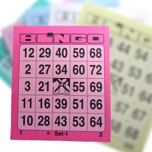 Bingo kaarten 1-75 100 stuks pink