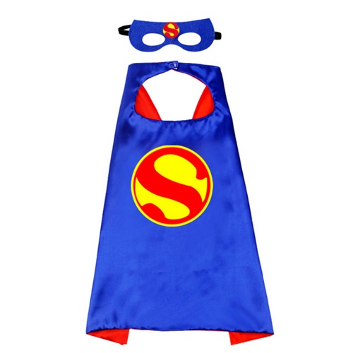 Superman cape blauw/rood met masker