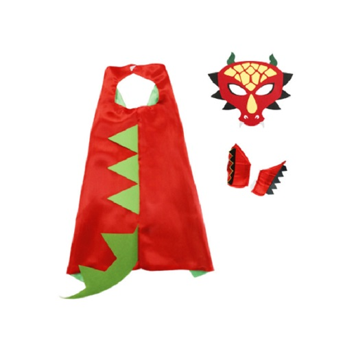 Cape Dino rood-goen  met masker