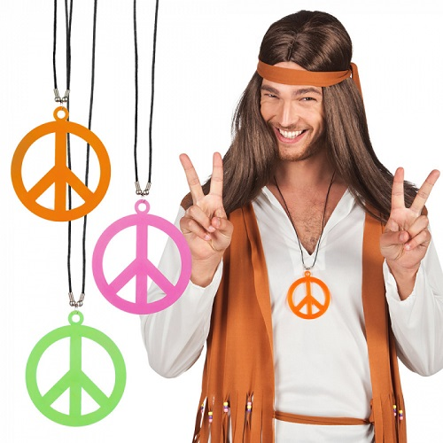 Hippie Peace ketting neon