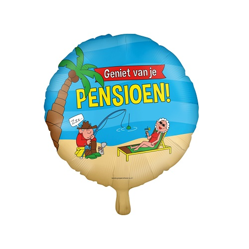 Folieballon pensioen cartoon