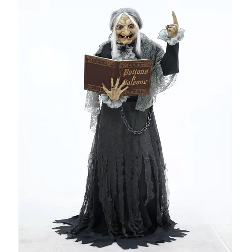 Halloween decoratie bibliothecaresse licht en geluid 170cm