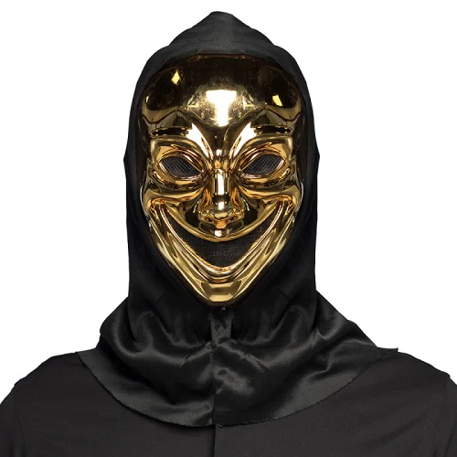 Masker crazy killer goud met kap