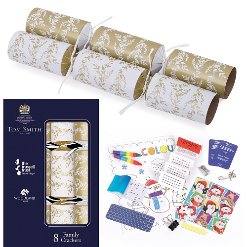 8st christmas crackers gold family 12,5 inch