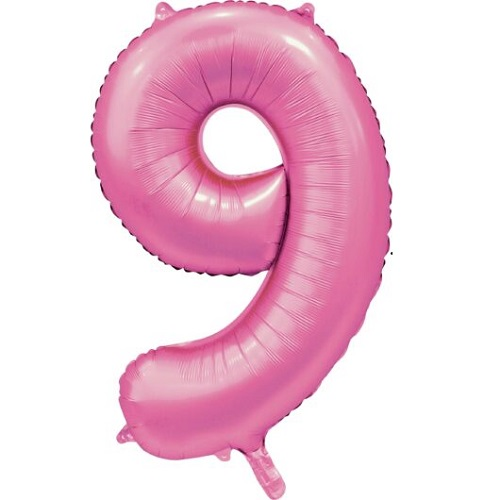 Folieballon cijfer 9 roze 86cm