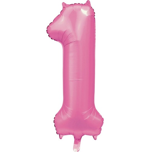 Folieballon cijfer 1 roze 100cm