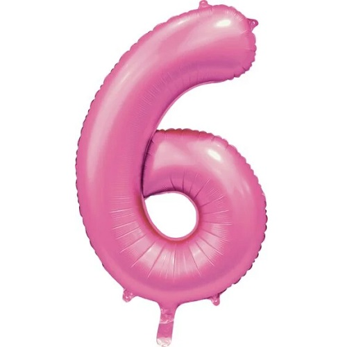 Folieballon cijfer 6 roze 86cm