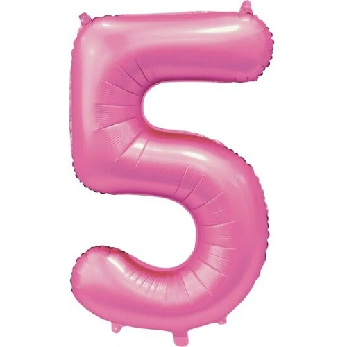 Folieballon cijfer 5 roze 86cm