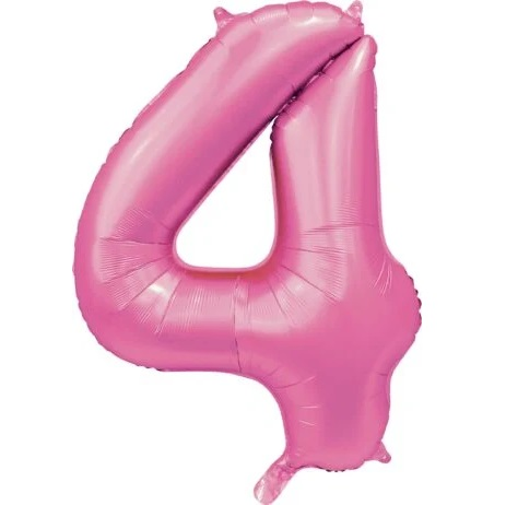 Folieballon cijfer 4 roze 86cm