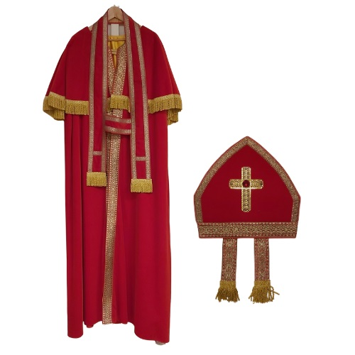 OPRUIMING Sinterklaas kostuum polyester fluweel helderrood OPRUIMING