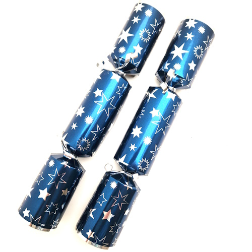 50 st Catering crackers luxe blauw met zilver ster 12inch