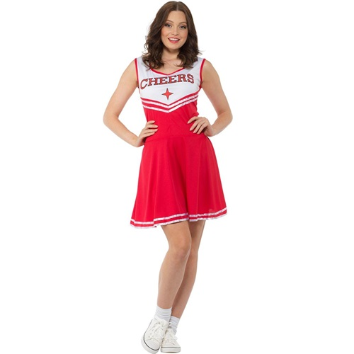 Cheerleader outfit rood met pompoms