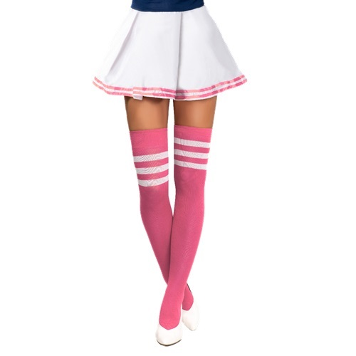 Cheerleader sokken neon roze - wit