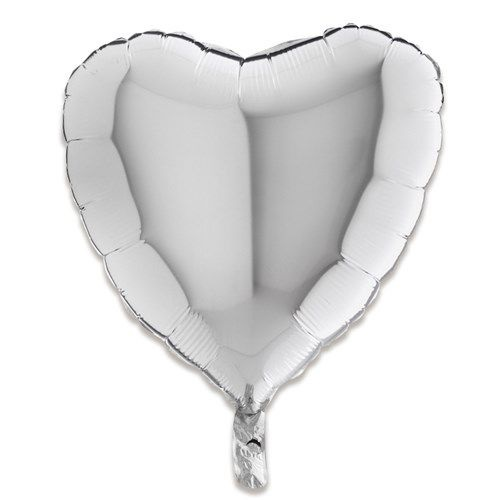 Folieballon hart zilver 46cm