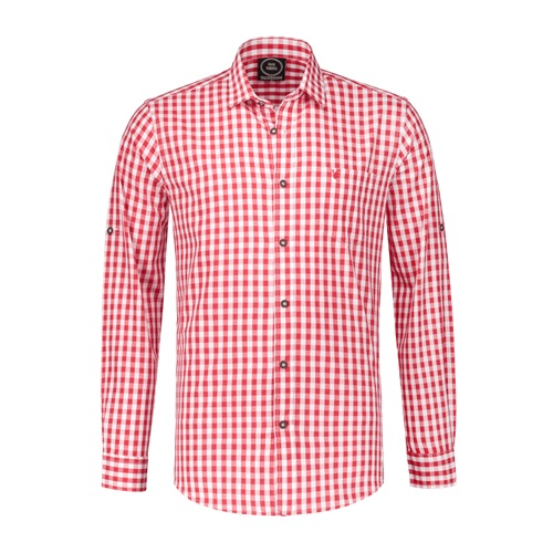 Tiroler blouse heren rood-wit