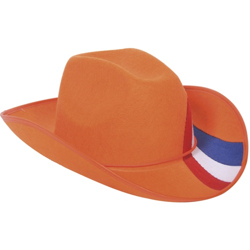 Cowboyhoed oranje rood-wit-blauw