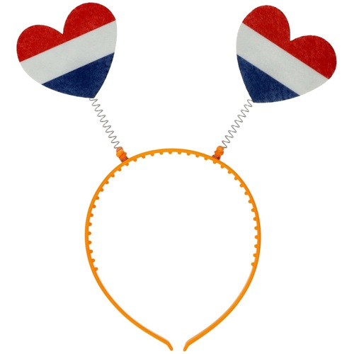 Diadeem hartjes rood wit blauw