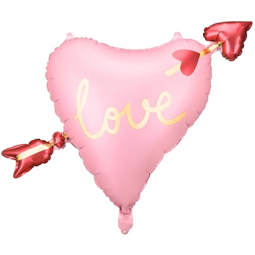 Folieballon hart met pijl 66x48 cm