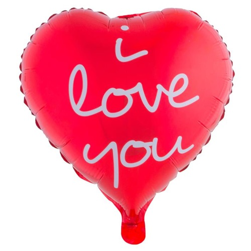 Folieballon hart rood I love you 46cm