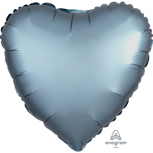 Folieballon hart satin staalblauw 43cm