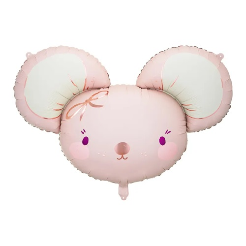 Folieballon roze muis 75x46cm