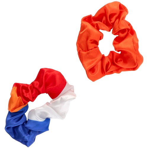 Scrunchies rood wit blauw 2st