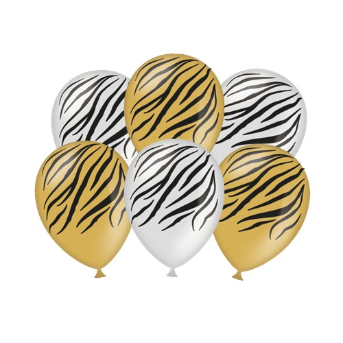 Ballonnen zebra print 6st