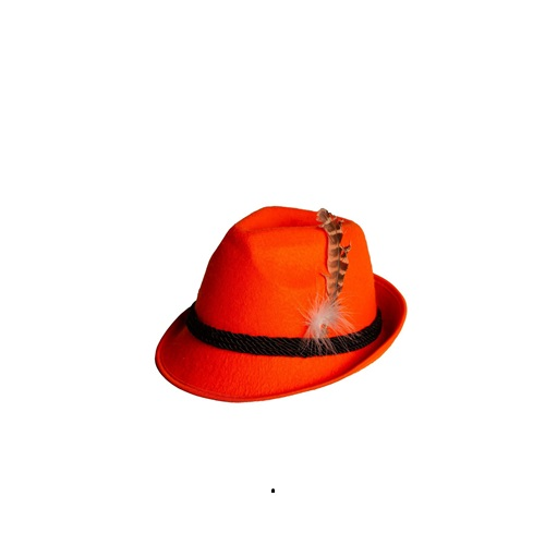 Tiroler hoed met veer oranje