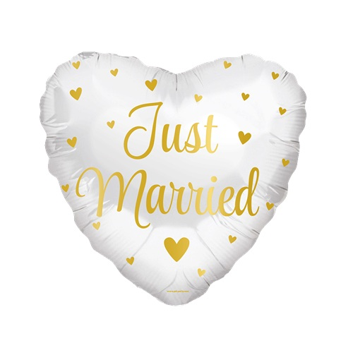 Folieballon hart Just Married gold 46cm
