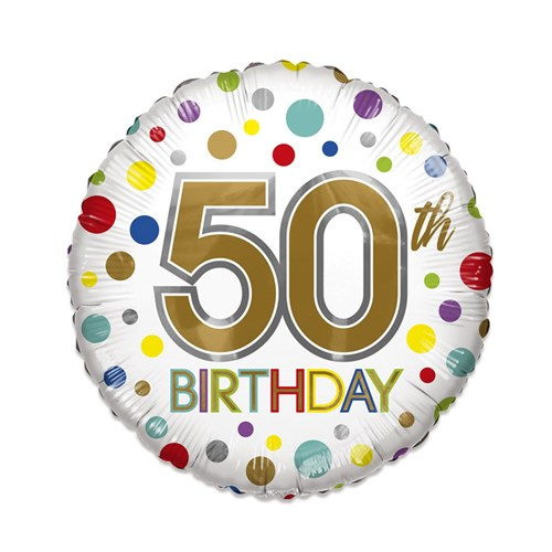 Folieballon Colour dots 50 jaar 46cm