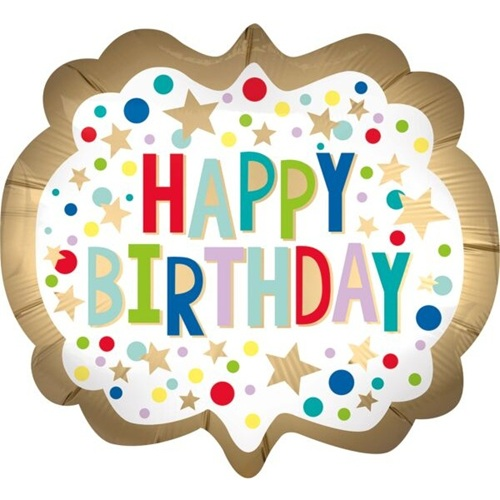 Folieballon Supershape Dots Happy Birthday 63cm