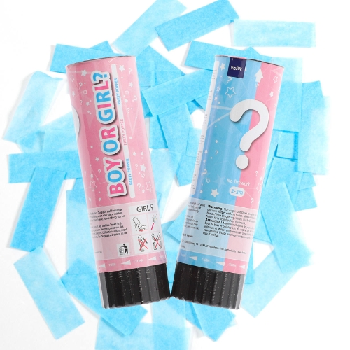 Gender reveal confetti popper blauw 15cm