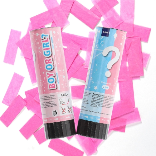 Gender reveal confetti popper roze 15cm