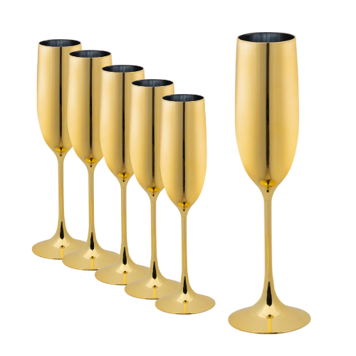 Champagne glas goud per 6