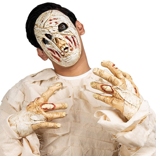 Ghoulish masker Mummy met handen