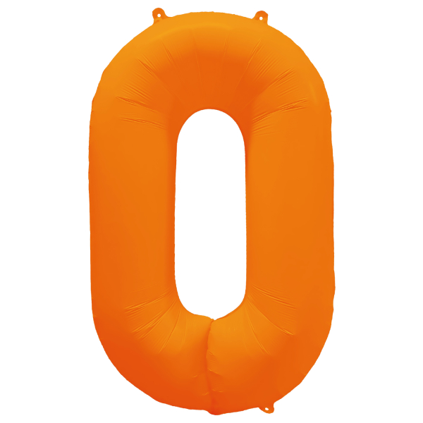Folieballon cijfer 0 neon oranje 86cm