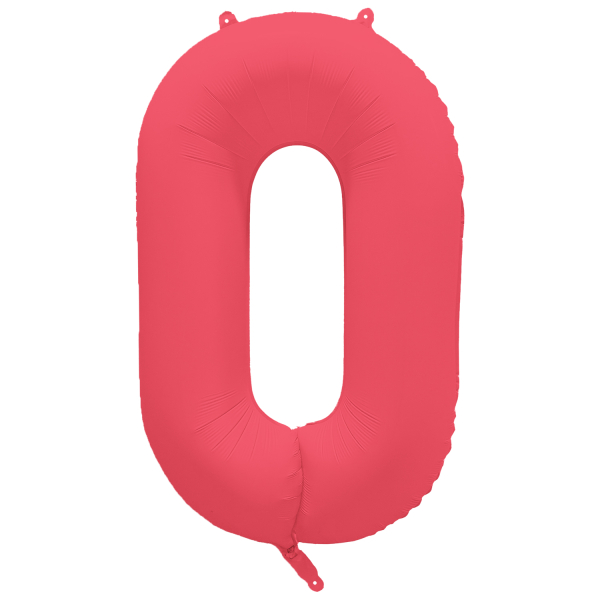 Folieballon cijfer 0 neon rood 86cm