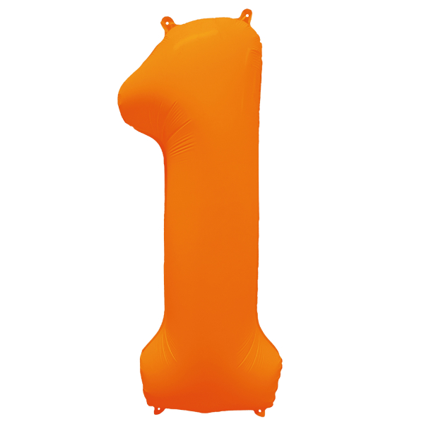 Folieballon cijfer 1 neon oranje 86cm